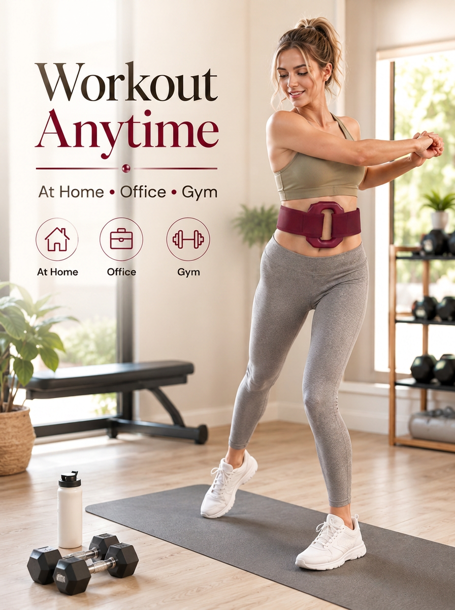 Workout anytime at home, office or gym with the waist training kit