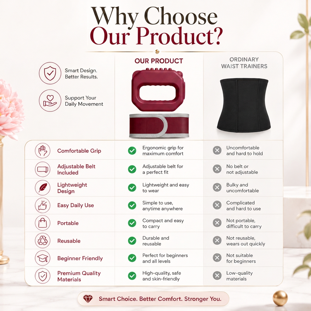 Comparison chart: MIGVITA kit versus ordinary waist trainers